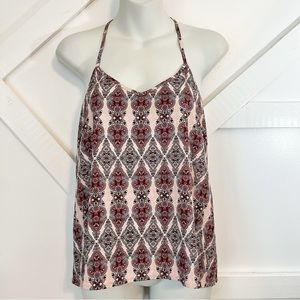 Hollister Boho Pink & Maroon Paisley Strappy Cami Style Tank Top, Size XS